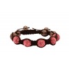 Leather Bracelet with Pink Crystals