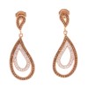 Rose Gold Plated Curved Tear Drop Earring With Smokey topaz,Crystals
