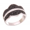 Silver Plated Shaped Jet Crystal Ring