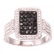 Silver Plated Square Cocktail Ring With jet,Crystals