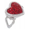 Siam Crystal Heart Silver Plated  Ring