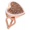 Rose Gold Plated Heart Ring With Smokey Topaz,Crystals