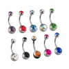 Set of 10 Double Jeweled Mixed Color Cz Crystal Gem Belly Button Navel Rings 316l Surgical Steel 14g 3/8"