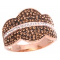 Rose Gold Shaped Plated Ring With Smokey Topaz Crystal